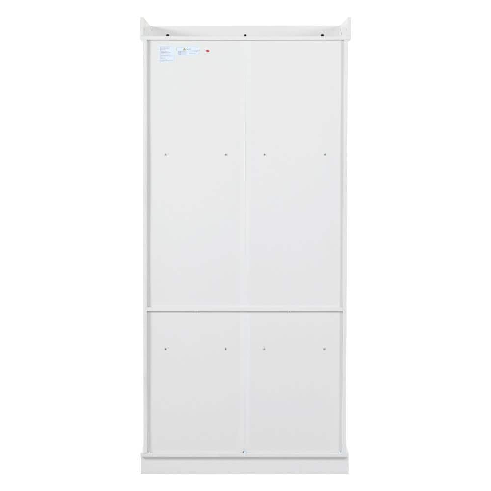 35 in. W x 18 in. D x 77 in. H White Linen Cabinet, Storage Cabinet, Kitchen Pantry with Adjustable Shelves, Wine Racks price history on PriceWatchPro