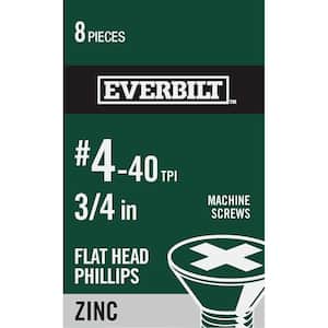 #4-40 x 3/4 in. Phillips Flat Head Zinc Plated Machine Screw (8-Pack)