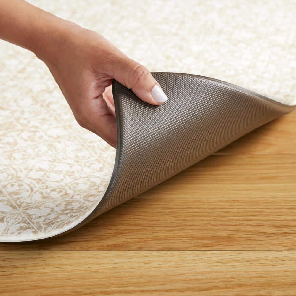 Beige Medallion Memory Foam Non-Slip Runner Mat