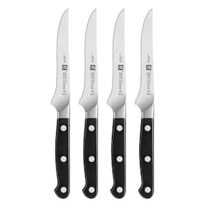 Pro 4.5in Stainless Steel Full Tang fine edge Steak knife with plastic handle, Set of 4