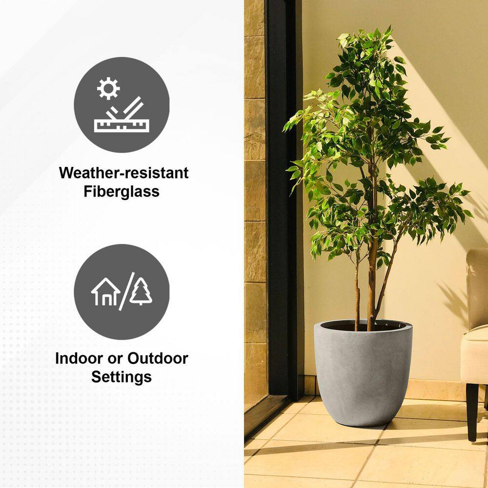 Slate Gray Round Concrete Indoor Outdoor Planter