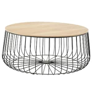 Runswick 33.5 in. Natural Wood Round Wood Coffee Table