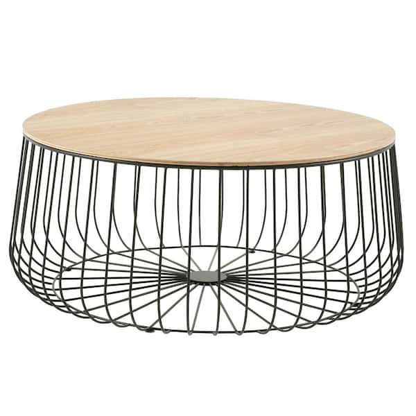Leisuremod Runswick 33.5 in. Natural Wood Round Wood Coffee Table