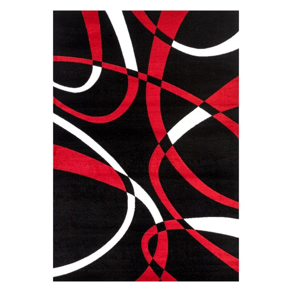Red Polypropylene 5 ft. x 7 ft. Abstract Indoor Area Rug