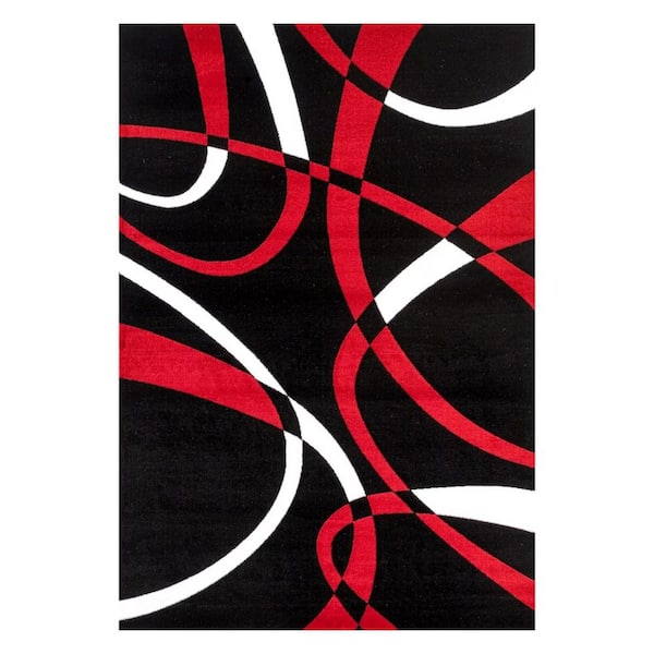 Unbranded Red Polypropylene 5 ft. x 7 ft. Abstract Indoor Area Rug