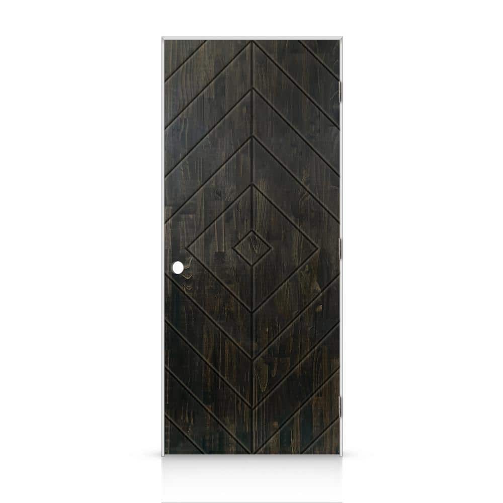 28 in. x 84 in. Diamond Left-Handed Hollow-Core Charcoal Black Stained Smooth Pine Wood Single Prehung Interior Door price history on PriceWatchPro