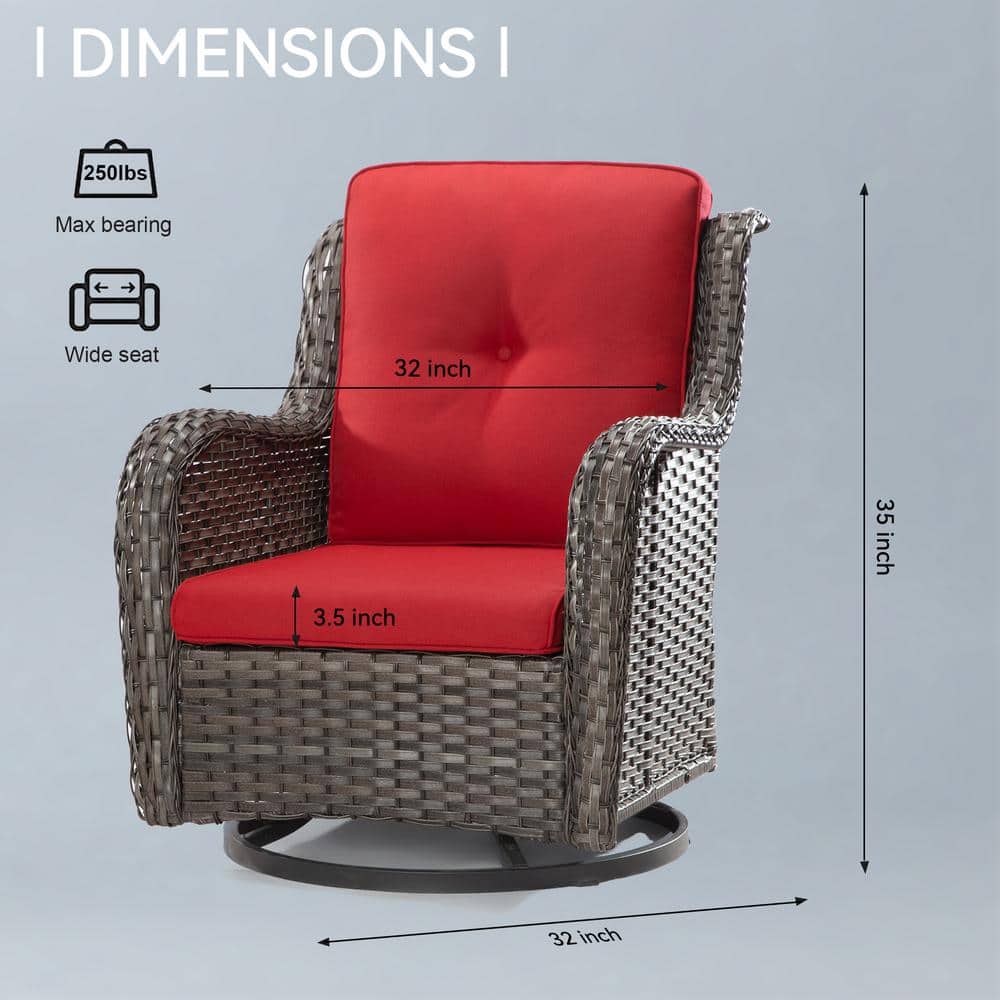 Modern Red Cushioned Steel Rocking Armchair, 2-Pack