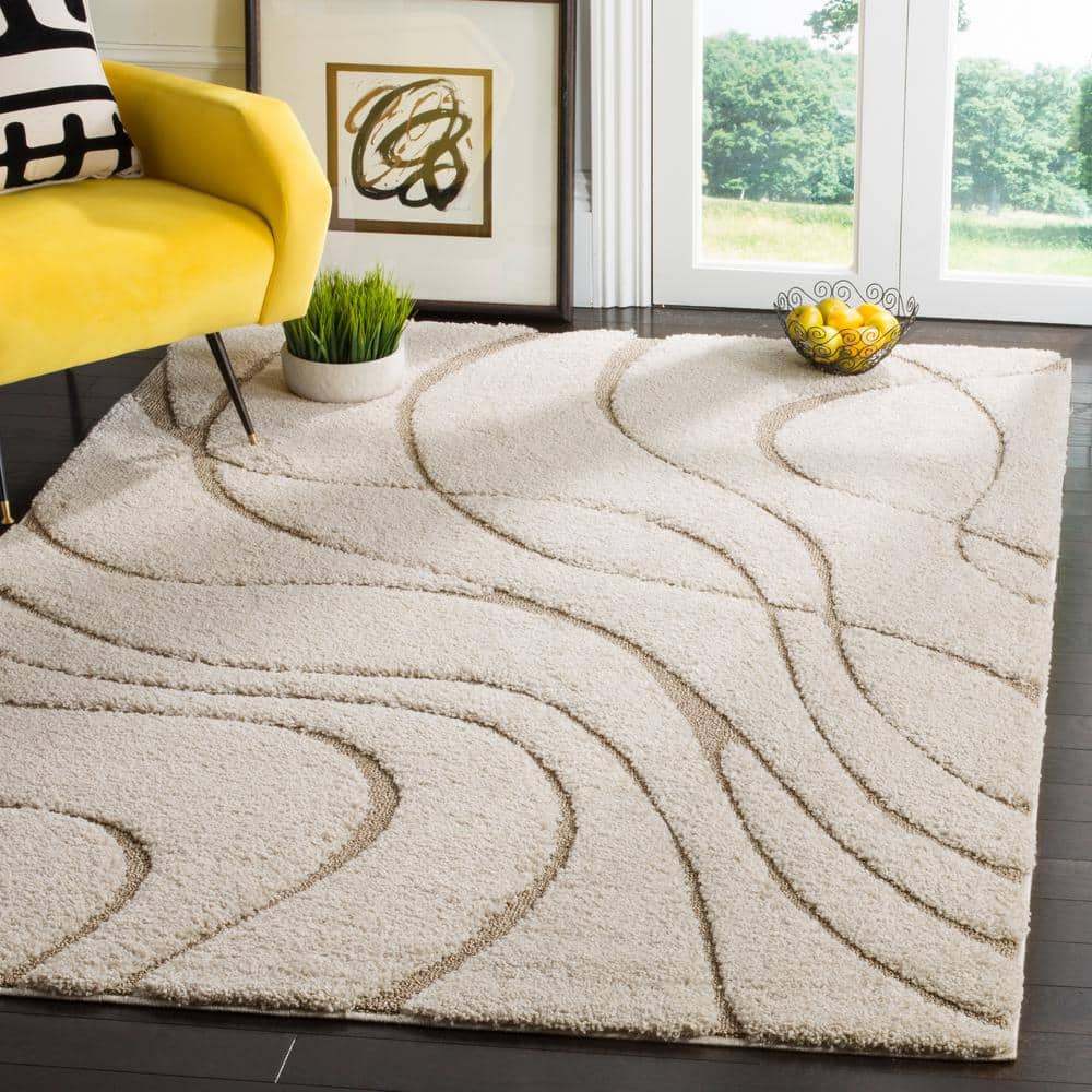 Cozy Cream-Beige Reversible Shag Area Rug 8' x 10'