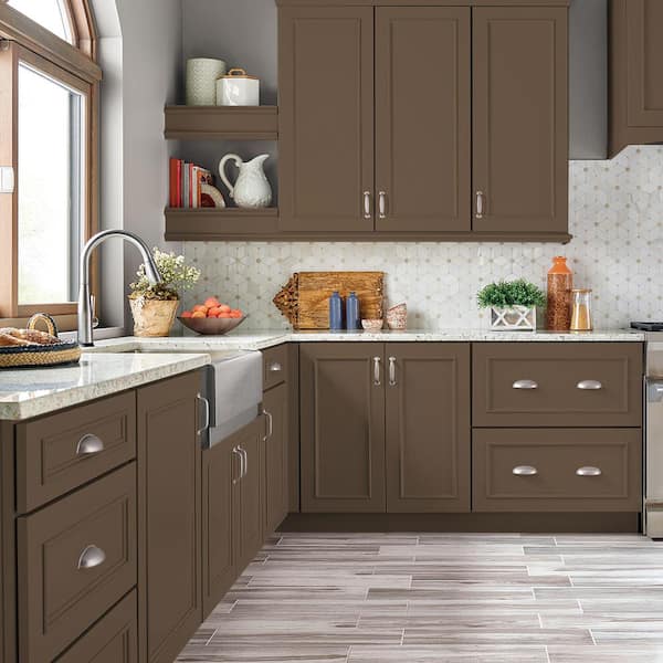 1 gal. #MS-46 Chestnut Brown Semi-Gloss Enamel Interior/Exterior Cabinet, Door & Trim Paint