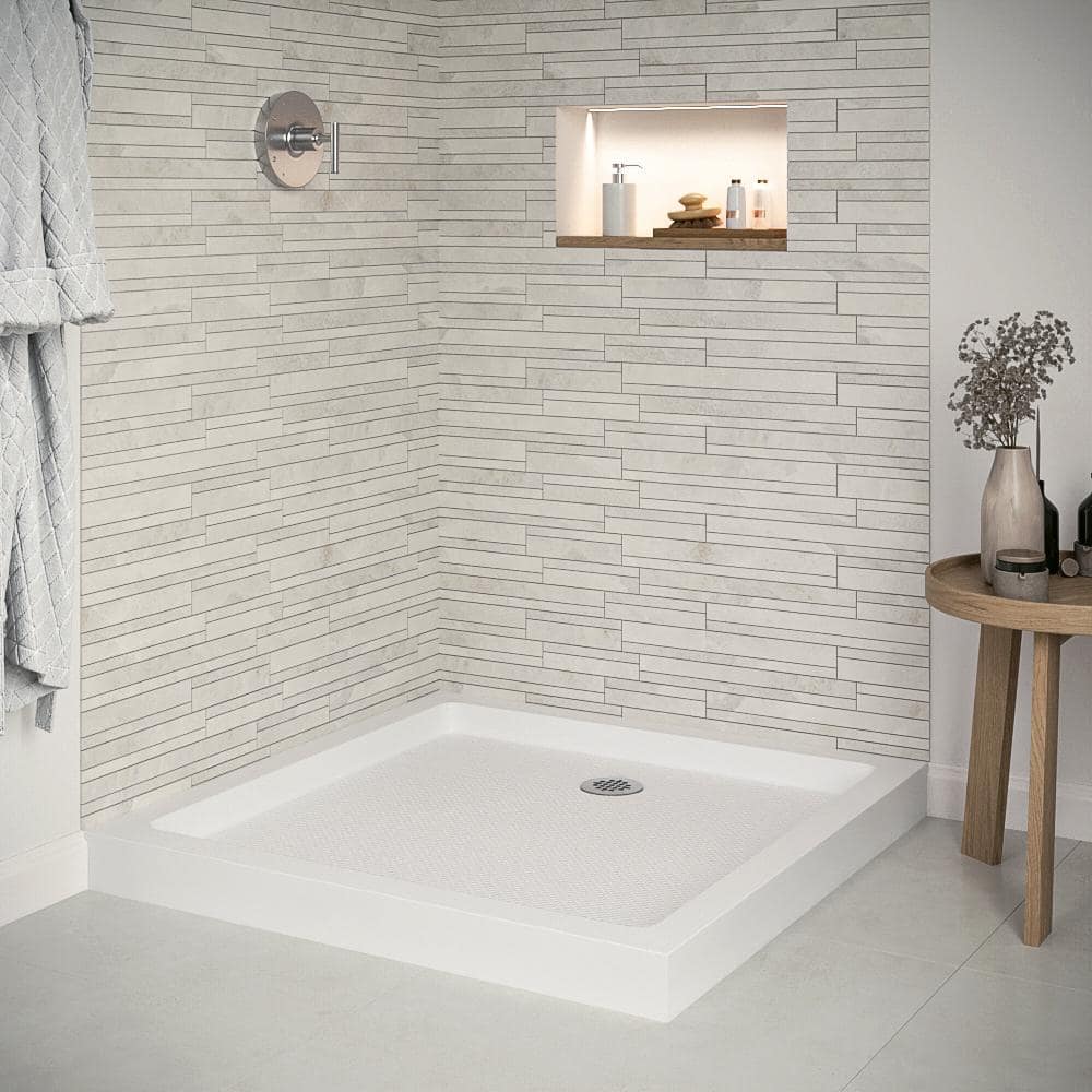 36'' White Acrylic Square Shower Base with Right Drain