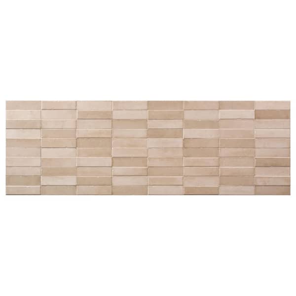 Mira Desert Beige 4 in. x 0.43 in. Textured Matte Ceramic Wall Tile Sample