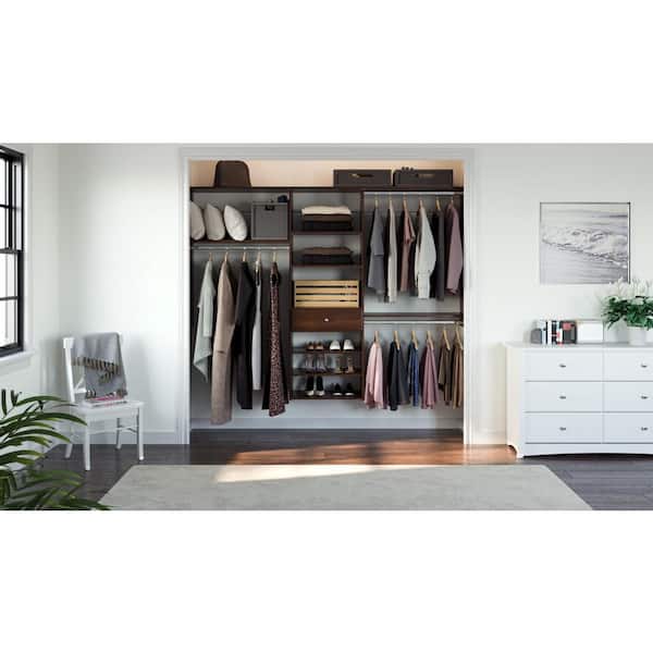 14 in. D x 96 in. W x 72 in. H Espresso Perfect Fit Wood Closet Kit