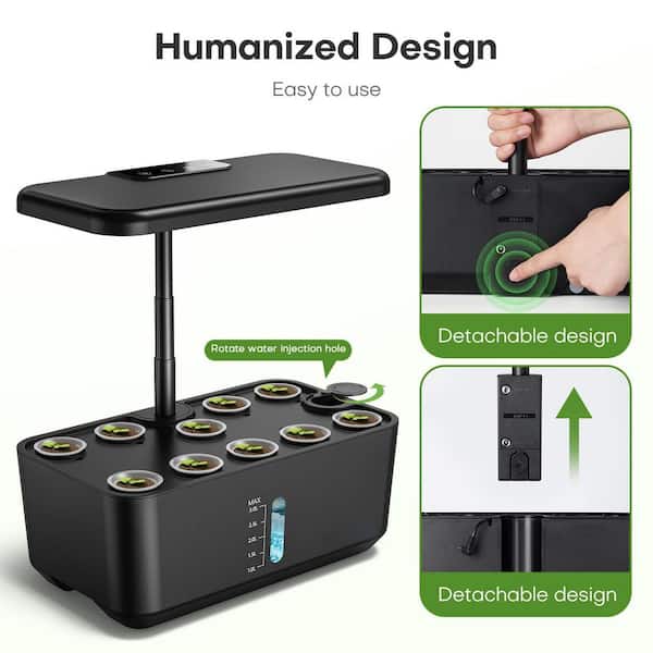 OGETFUUR Indoor Black Plastic Garden Hydroponics Growing System
