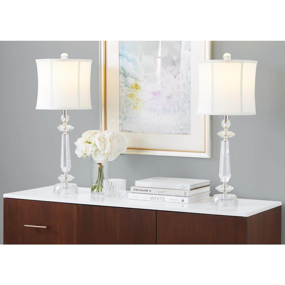 Karat 26 in. Clear Crystal, Chrome Metal and White Linen Table Lamp (Set of 2) price history on PriceWatchPro