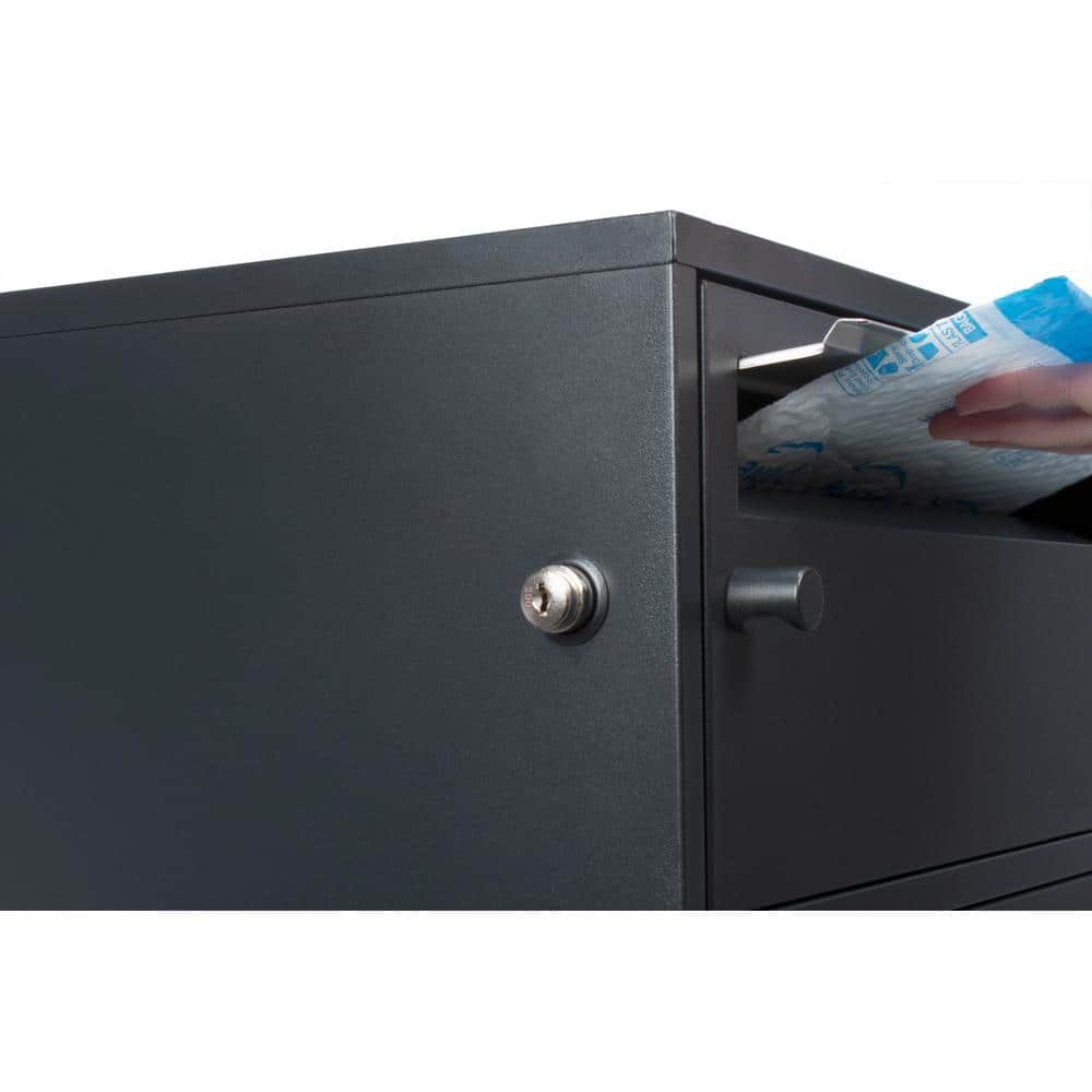 Black Steel Multi-Chambered Mail and Parcel Box with Key Lock