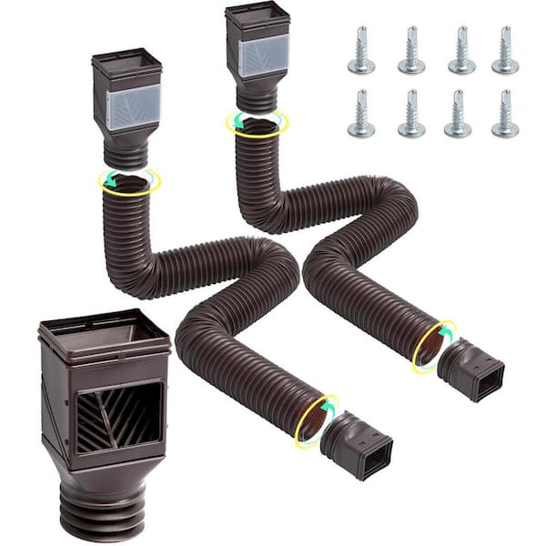 Rain Gutter Downspout Extensions, 2-Pack Flexible Downspout Extender, Down Spout Drain Extension Extendable