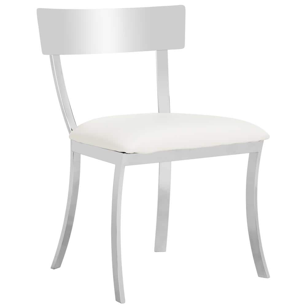 Abby 19'' White and Chrome Modern Side Chairs, Set of 2