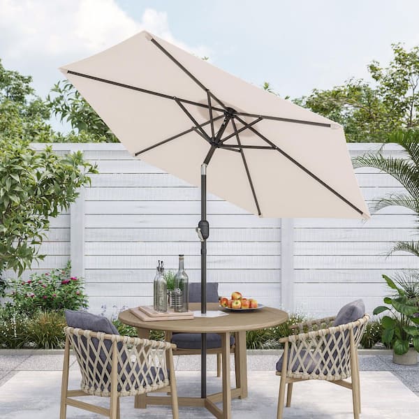 7.5 ft. Patio Market Crank and Tilt Umbrellas, Table Umbrellas,UV-Resistant Canopy in Beige