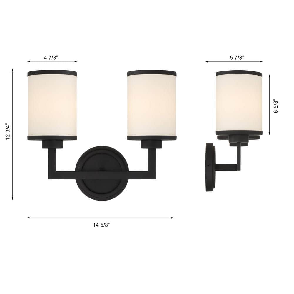 Bryant Black Forged Dimmable 2-Light Wall Sconce