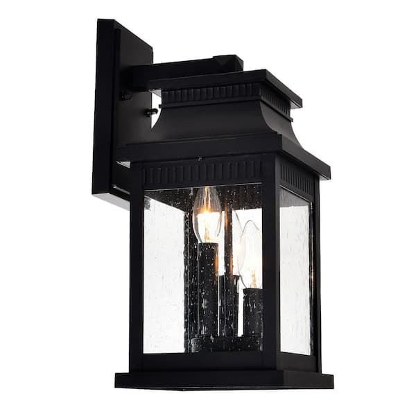 CWI Lighting Milford 3 Light Outdoor Black Wall Lantern