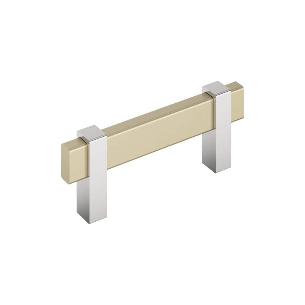 Mulino 3 in. (76mm) Center-to-Center Modern Golden Champagne/Polished Chrome Bar Cabinet Pull price history on PriceWatchPro