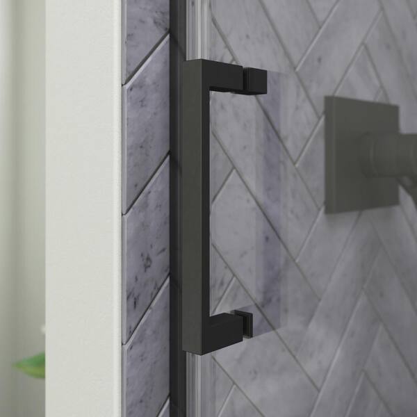 Delta Commix 60 In X 76 In Frameless Sliding Shower Door In Matte Black With 5 16 In 8 Mm Clear Glass Sdes860 Mb R The Home Depot