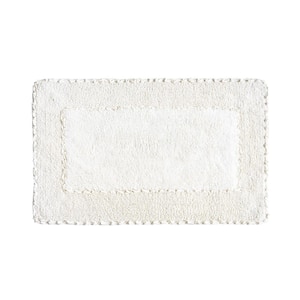 Cotton Ruffle 17 in. x 24 in. Bath Rug in Ivory