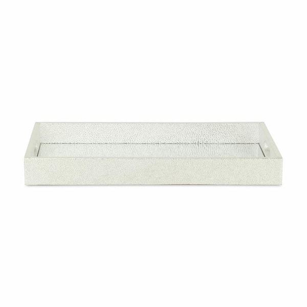 Silver Rectangle Wood 15.75 in. Decorative Tray