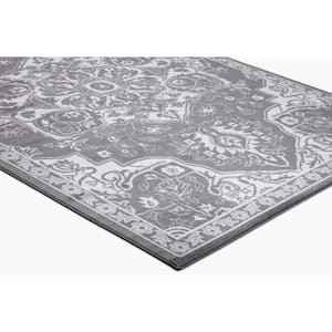Jefferson Collection Vintage Medallion Gray 5 ft. x 7 ft. Area Rug