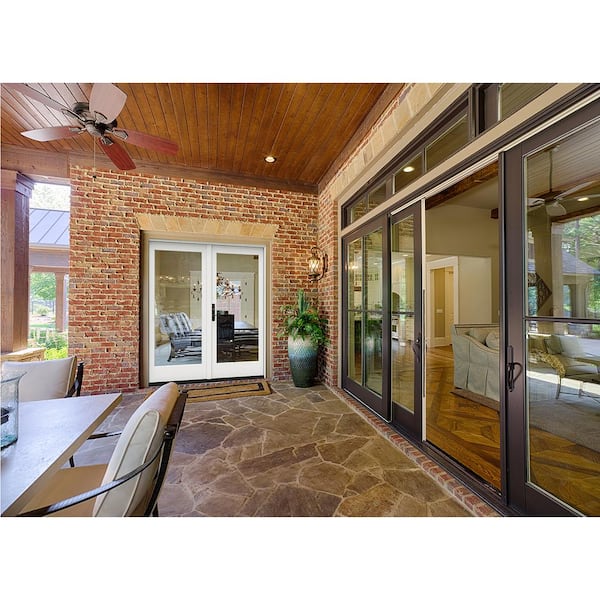 72 in. x 80 in. W-5500 Contemporary White Clad Wood Right-Hand Full Lite French Patio Door w/White Paint Interior