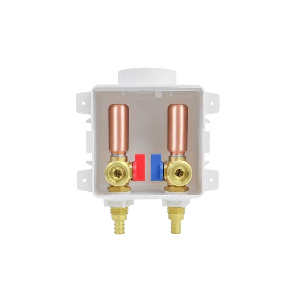 1/2 in. F1807 PEX Brass Valve Fittings in White ABS Plastic Washing Machine Compact Outlet Box with Hammer Arrester price history on PriceWatchPro