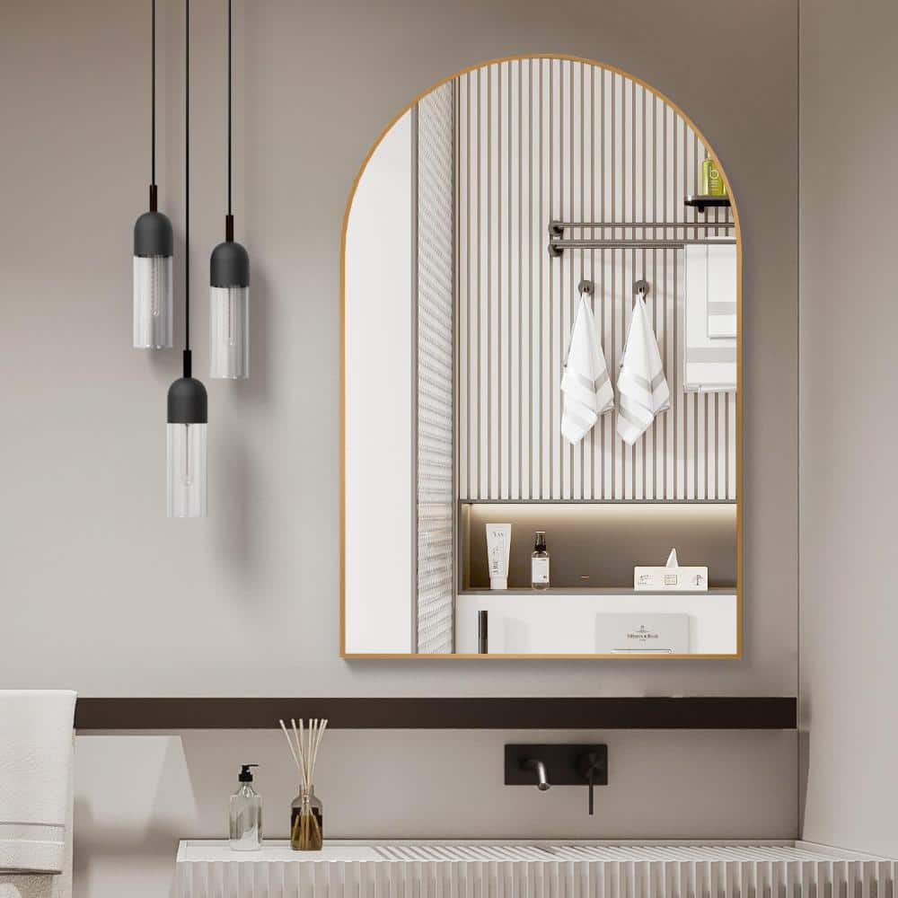 24x32 Inch Gold Metal Framed Arched Bathrrom Mirror price history on PriceWatchPro