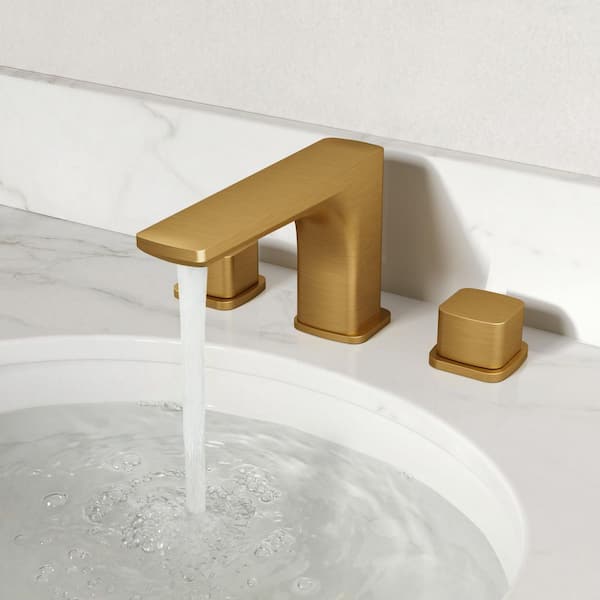 8 in. Widespread Dual Handle Modern Bathroom Faucet with Pop-up Drain in Brushed Gold (1-Pack)