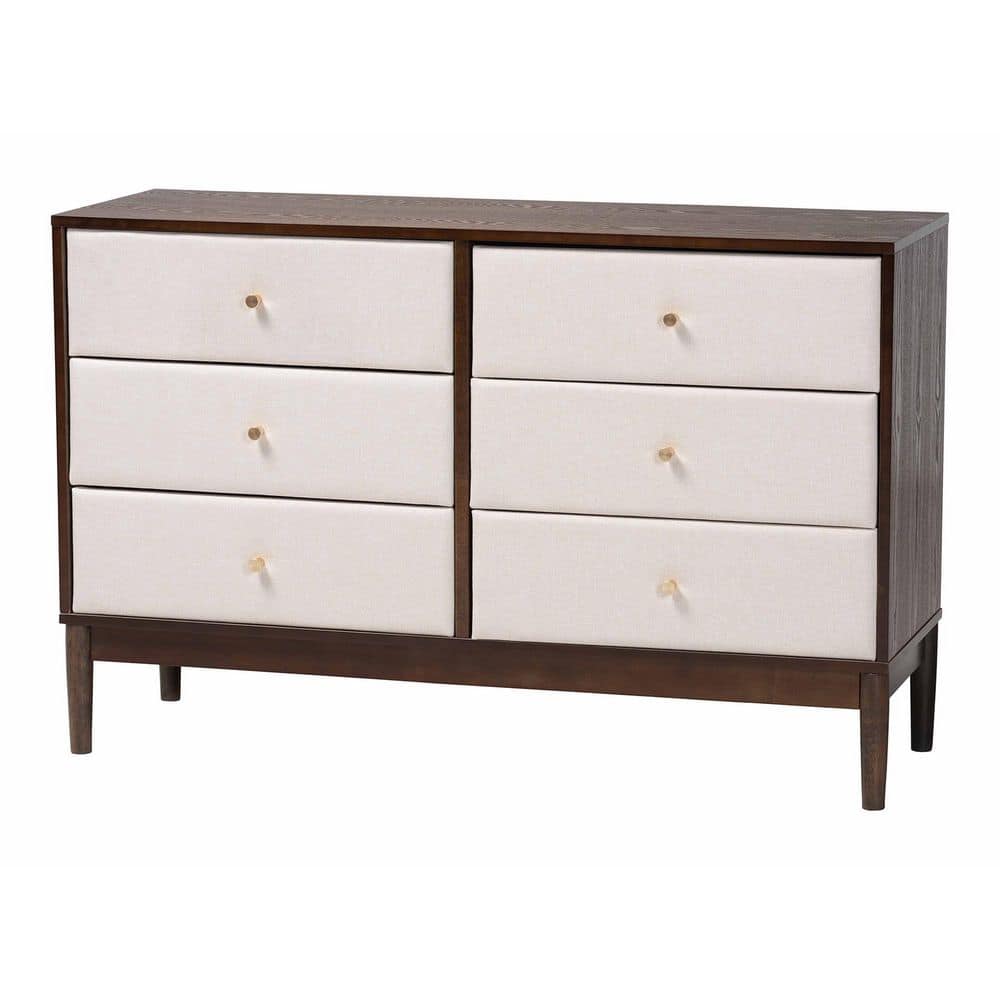 Nikolai Beige and Wenge Brown 6-Drawer 47.2 in. Dresser