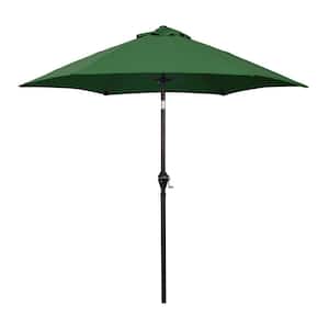 7.5 ft. Aluminum Market Patio Umbrella with Fiberglass Ribs and Crank Lift in Hunter Green Polyester