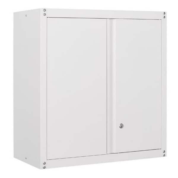 Tidoin 25.98 in. W x 13.78 in. D x 27.95 in. H 2-Tier White Metal Kitchen and Bathroom Wall Cabinet with Adjustable Shelf