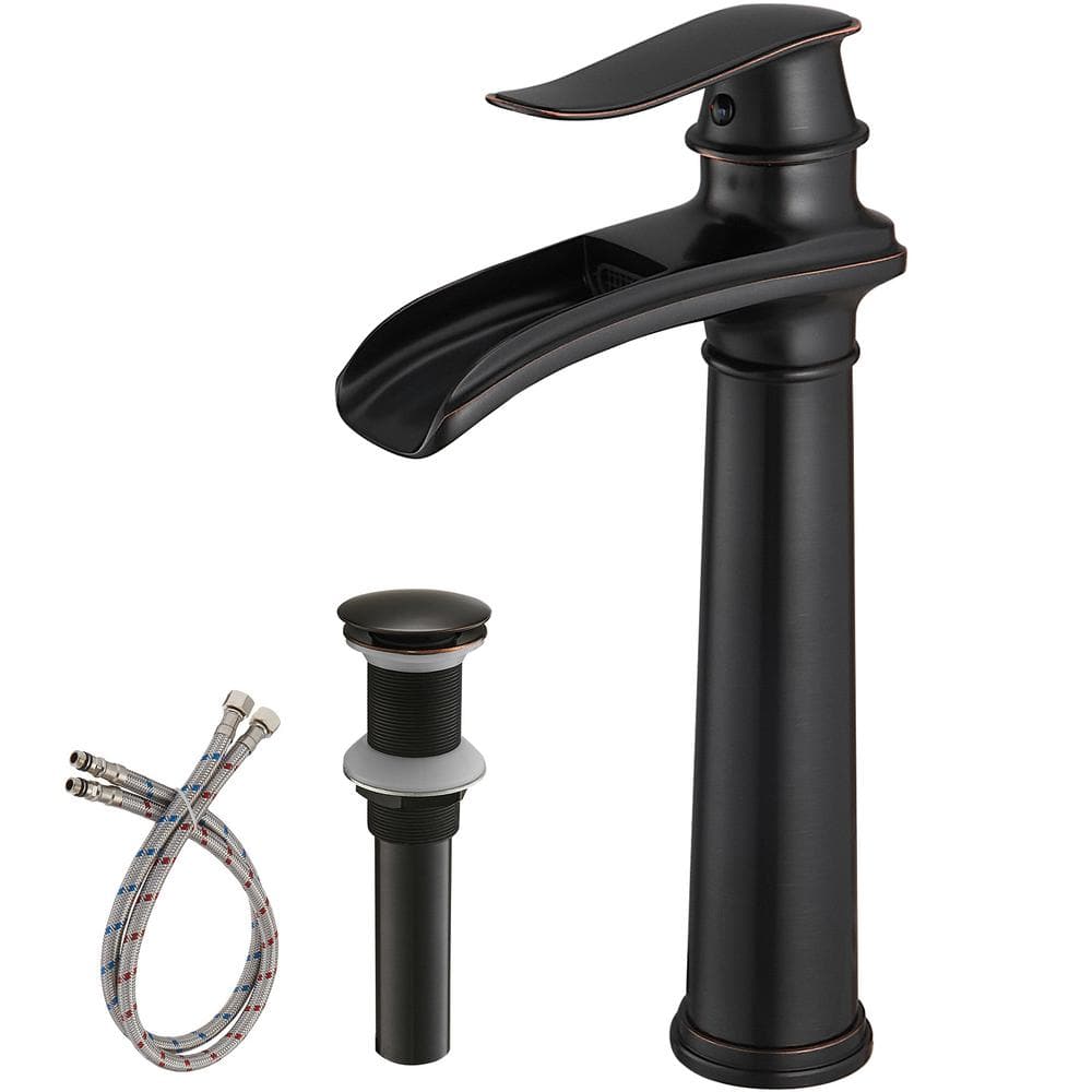 Oil-Rubbed Bronze Waterfall Bathroom Vessel Sink Faucet