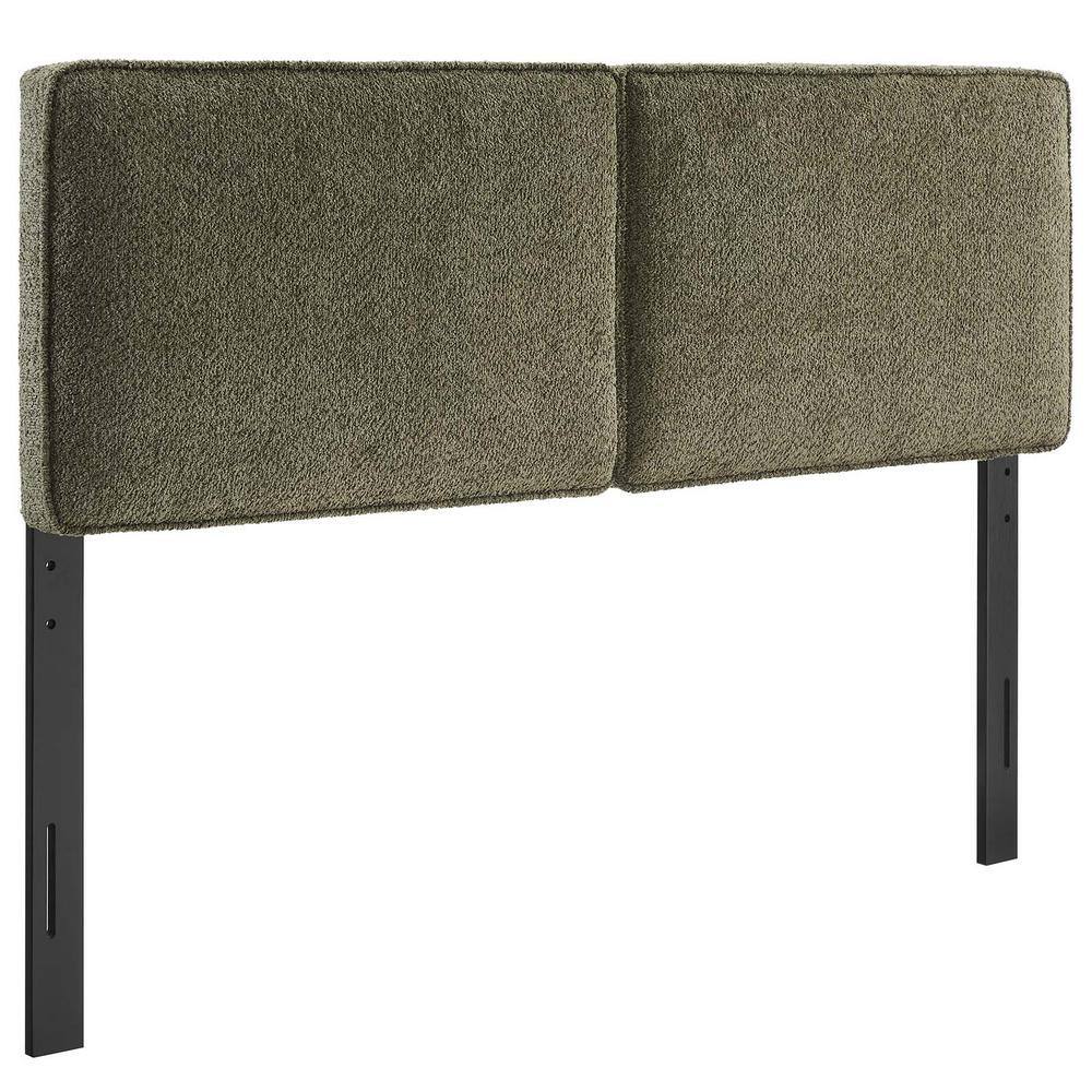 Lindee Sage Boucle Upholstered King Headboard with Solid Wood Legs