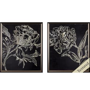 Victoria "Black and Metallic Floral" by Unknown Wooden Wall Art