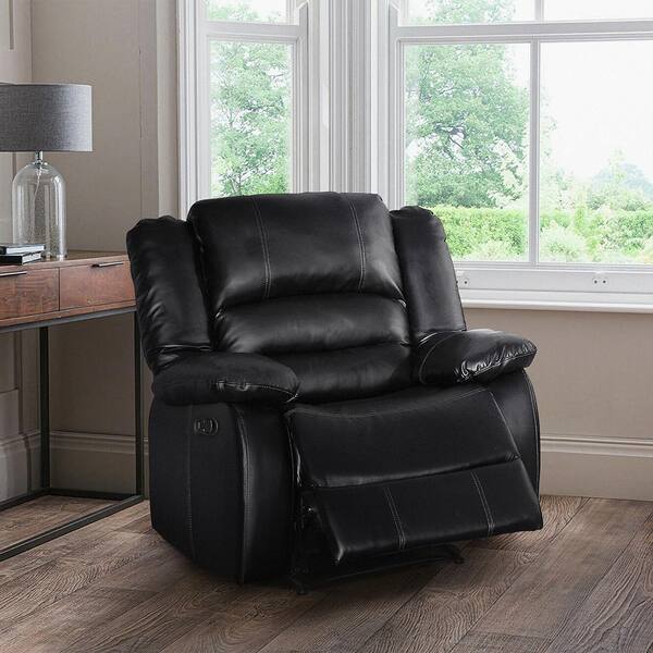 Greeley Black Faux Leather Recliner 8329BLK1 The Home Depot