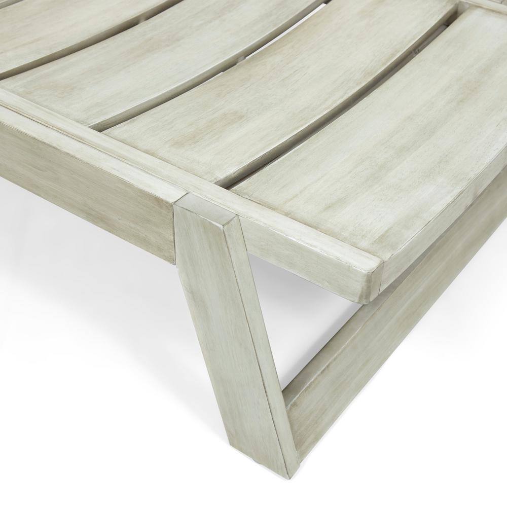 Light Gray Wash Acacia Wood Outdoor Chaise Lounge Set