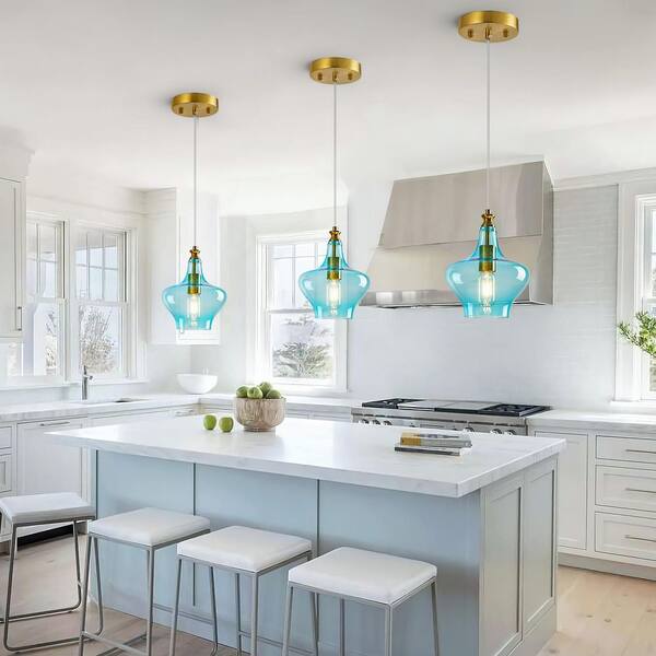 ZHLWIN Home Lighting 7.87 in. 60-Watts 1-Light Gold-Blue Modern