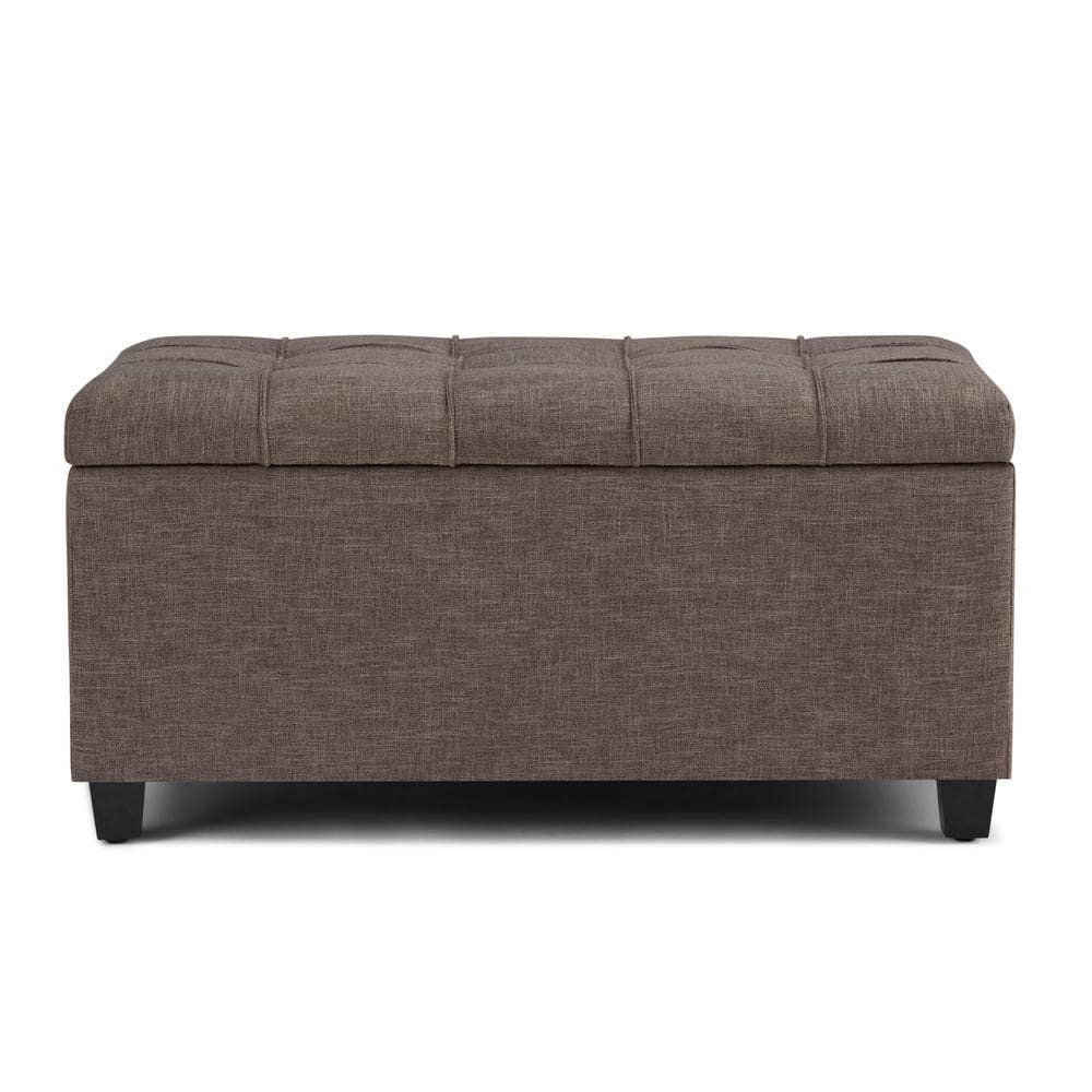 Fawn Brown Tufted Rectangular Storage Ottoman Bench