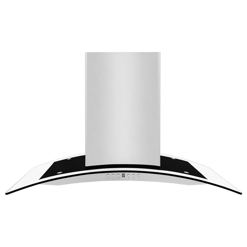 30" Stainless Steel Convertible Island Range Hood with Glass Canopy