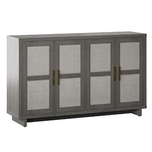 Crete Oak MDF 59.5 in. Coastal Sideboard with Linen Inspired Accents