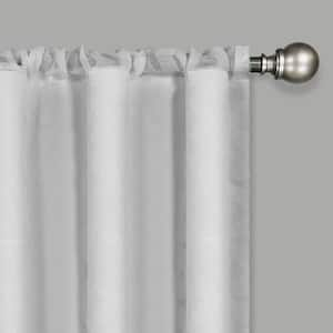 Geo Clip White Geometric Pattern Polyester 54 in. W x 84 in. L Sheer Single Rod Pocket Curtain Panel