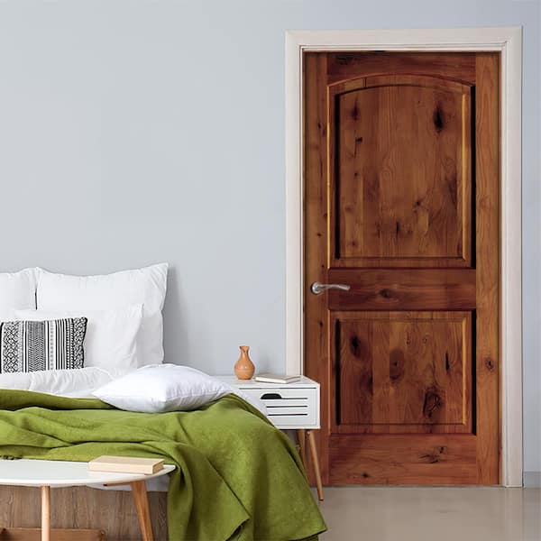 Krosswood Doors 24 in. x 80 in. Rustic Knotty Alder 2-Panel Right