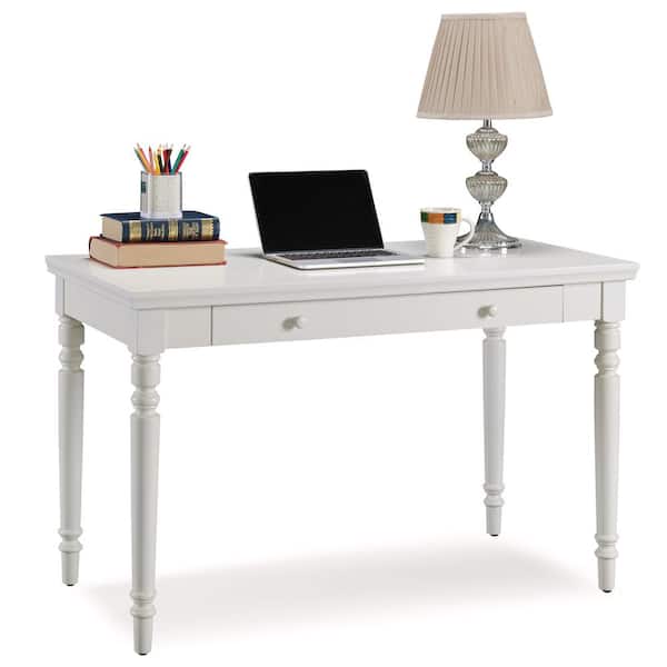 Leick Home 24 in. Rectangular White Writing Desks with Keyboard Tray