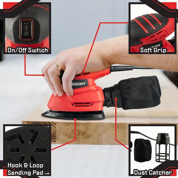 Stalwart 120-Volt Red Electric Hand Sanders for Wood - 15-Amp
