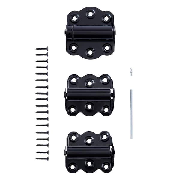 2 3/4" Adjustable & Self Closing Door Hinges - Set of 2 Self Closing Hinges and 1 Adjustable Self Closing Hinge, Black